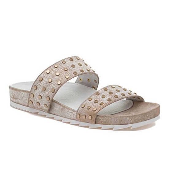 J/SLIDES Shoes - NWT J/SLIDES ERIKA Bronze Metallic Suede Sandal